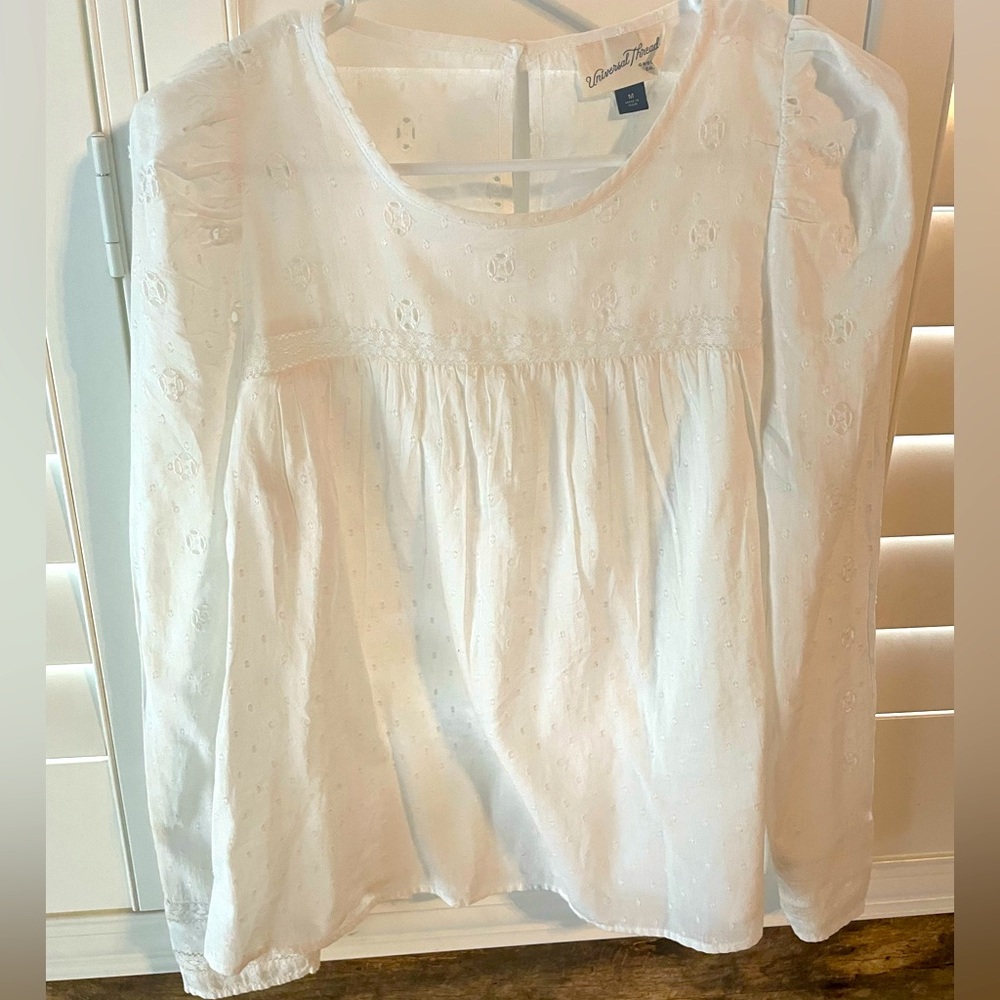Universal thread white blouse with eyelet detailing